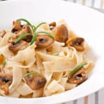 piatto di tagliatelle con piopparelli