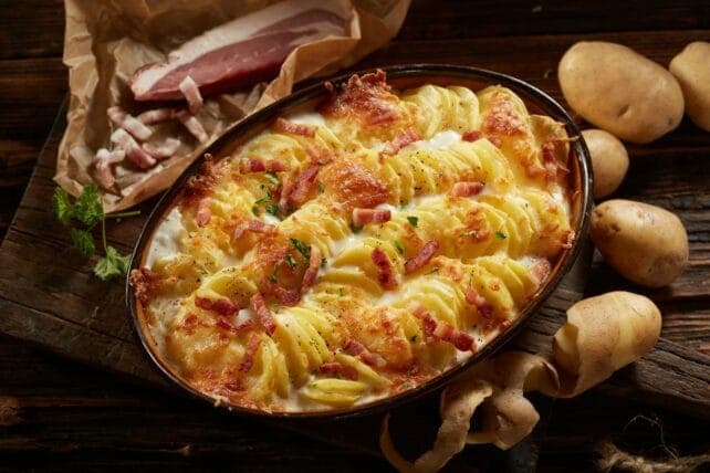 pirofila con tortino di patate e prosciutto