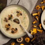 piatto con zuppa di funghi