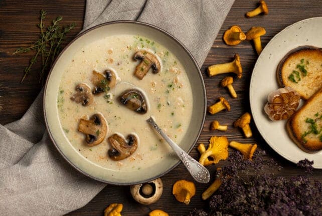 piatto con zuppa di funghi